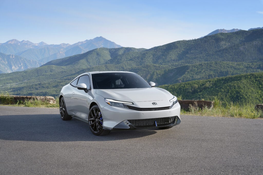 2026 Honda Prelude high up in the mountains parked alongside the road