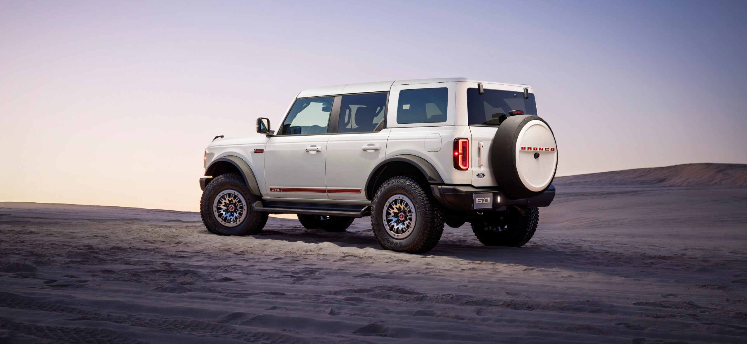 White four-door Bronco 60th Anniversary Package shown in side profile