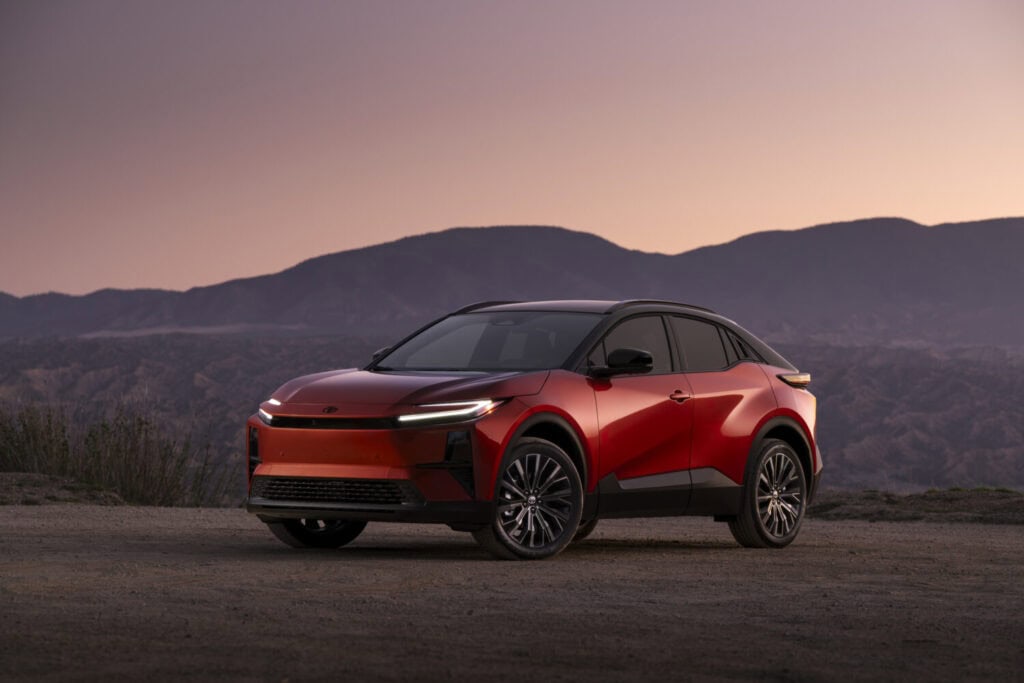 2026 Toyota C-HR at sunset in front of the mountains