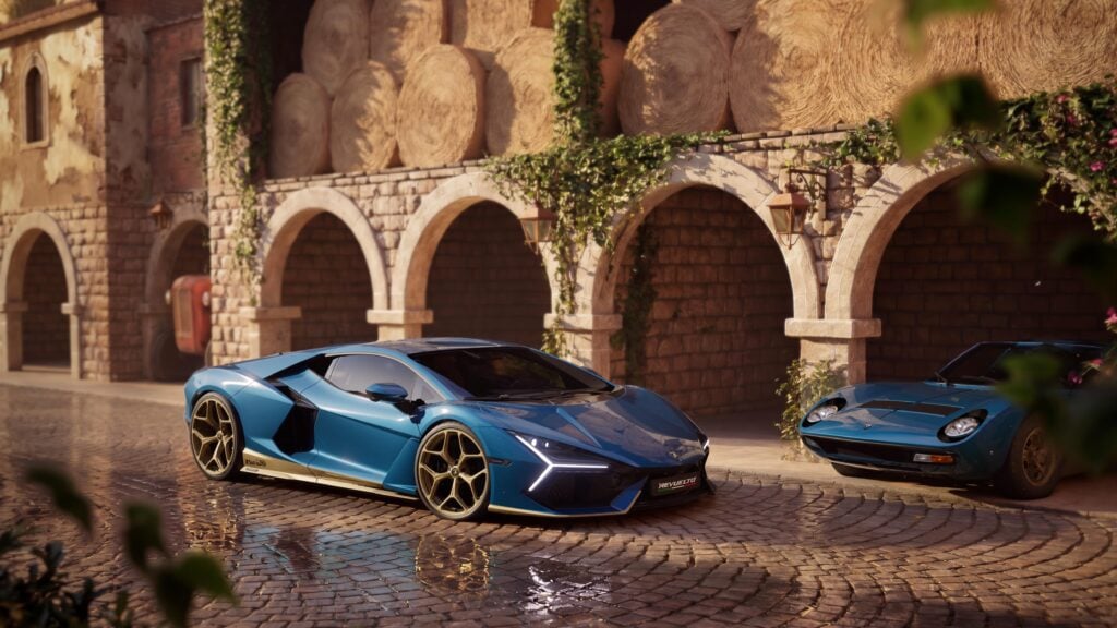 The Lamborghini Revuelto Miura 60° Homage combines a 1,015-CV hybrid V12 powertrain with colors and details inspired by the 1966 Miura.