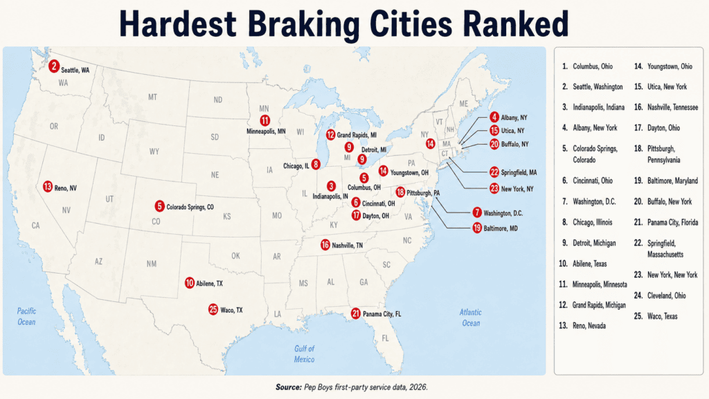 America's Hardest Braking Cities And What it Says