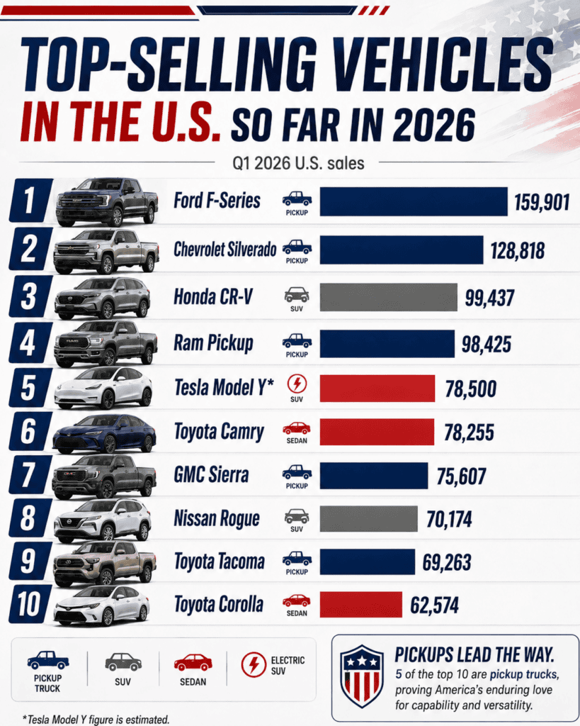 Top 10 vehicles for 2026 in US so far