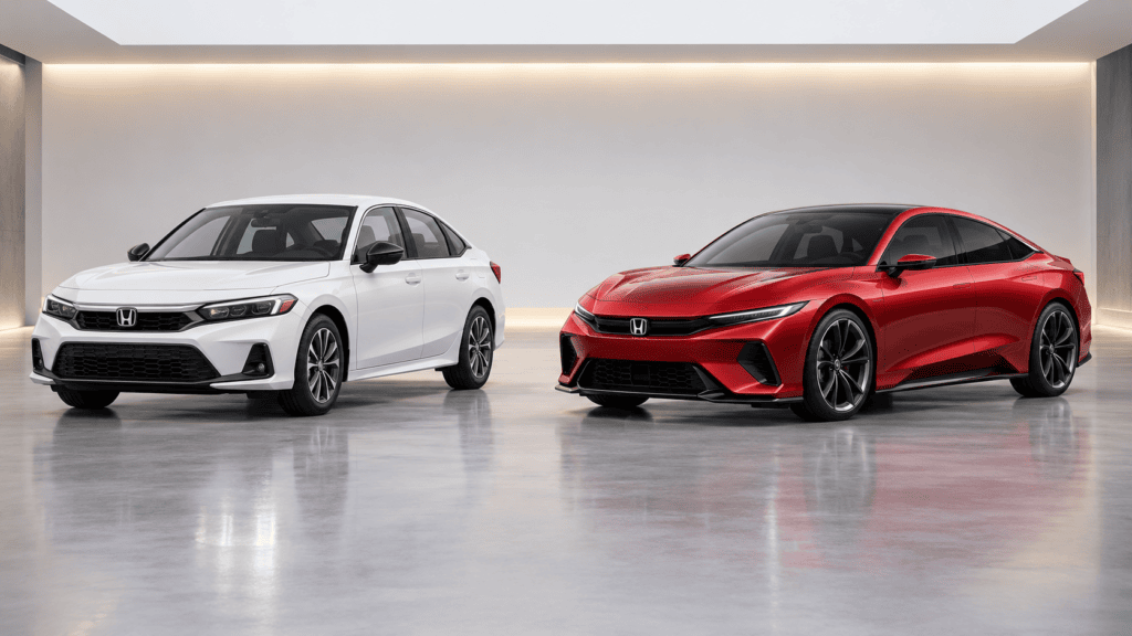 This is what AI thinks the Honda Civic should look like sitting next to the current edition of the Honda Civic