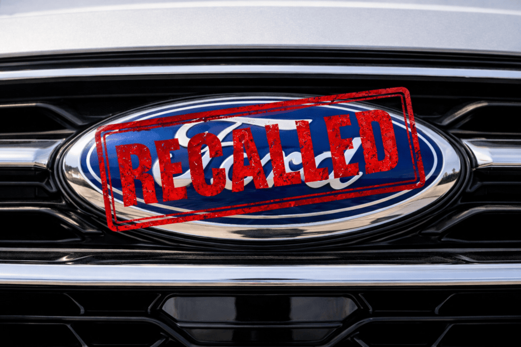 Ford Logo with a red stamp saying recalled over it.