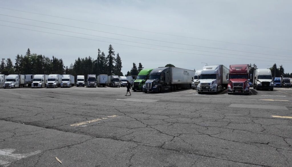 The Truck Parking Crisis Hiding in Plain Sight. Trucks Parked in the lot