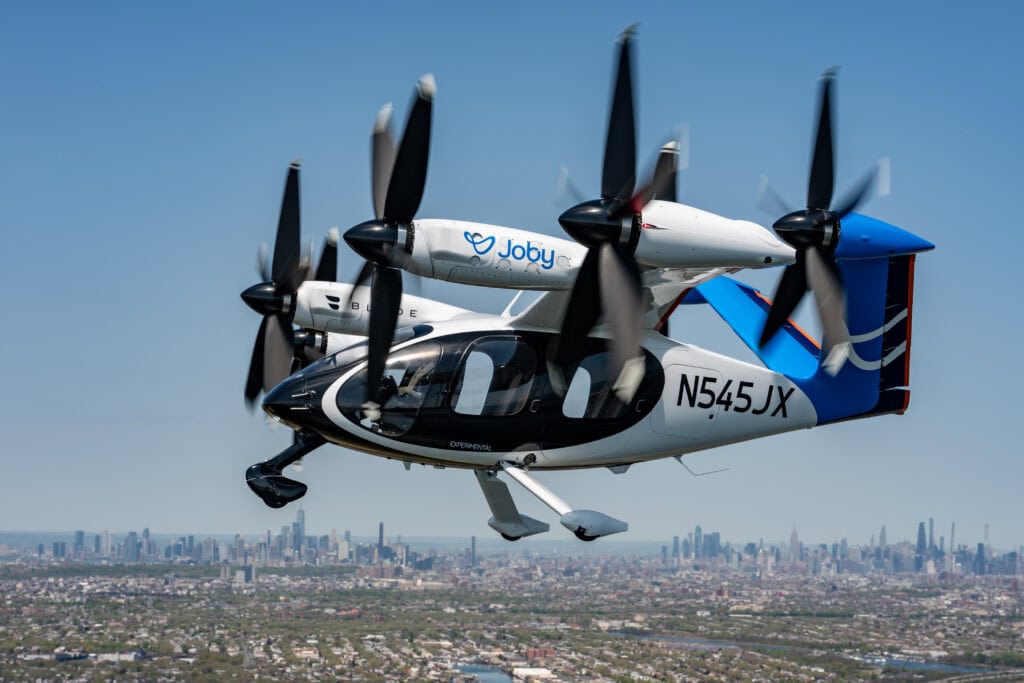 Joby electric air taxi aircraft flying as Toyota helps build the air taxi era