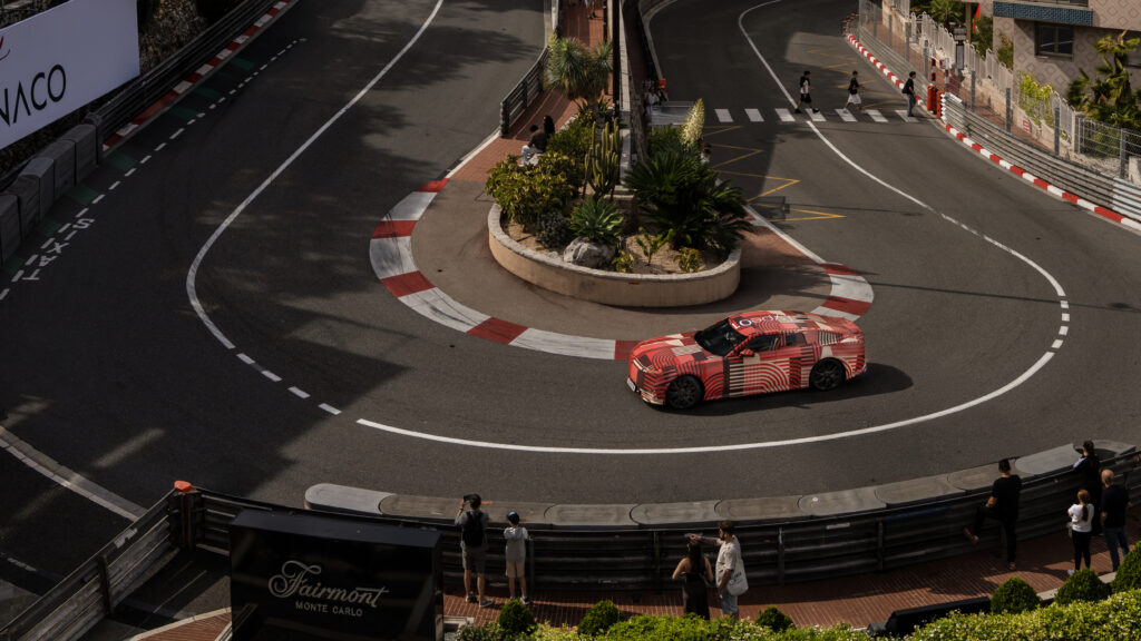 Track view of Jaguar's type 00 along the coast of France, Spain, and Monaco