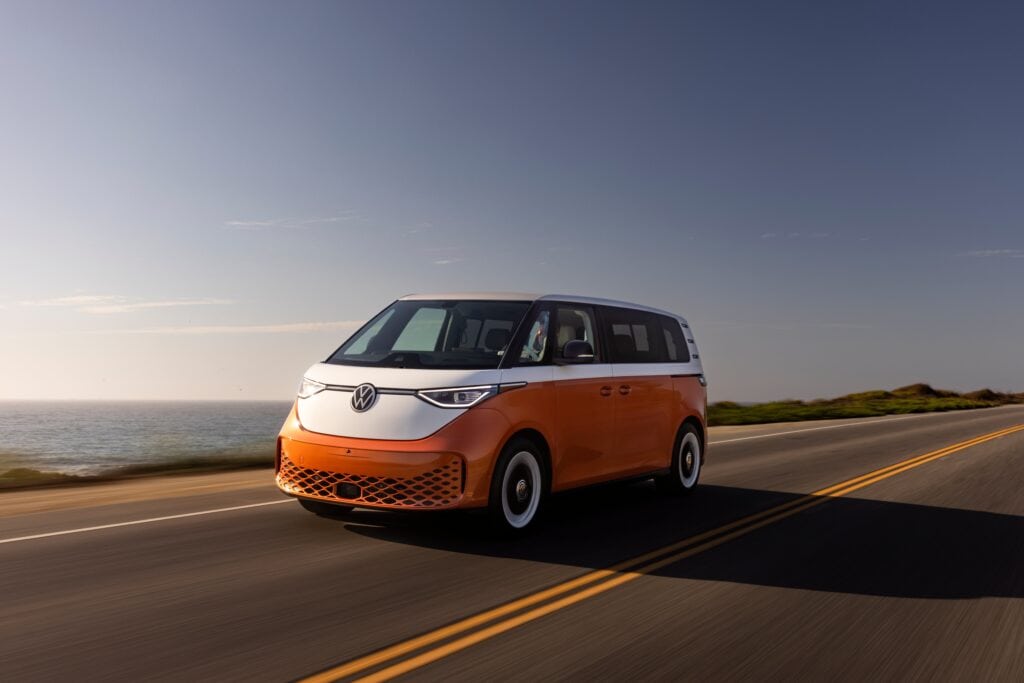 Volkswagen ID. Buzz Driving Down Coastal Road