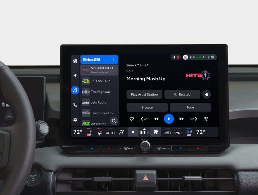 Toyota multimedia home screen SiriusXM radio
