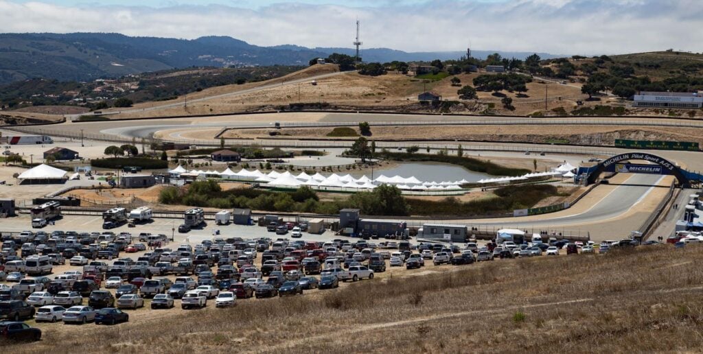 Fans fill in during the races at Laguna Seca