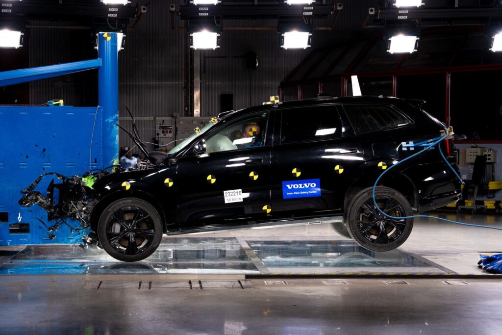 Volvo luxury SUV being crashed tested