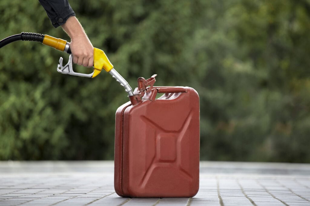 Gas nozzle inside of a gas can