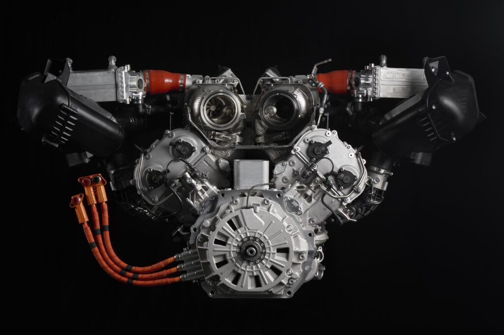 Engine of the latest Lamborghini Temerario police model