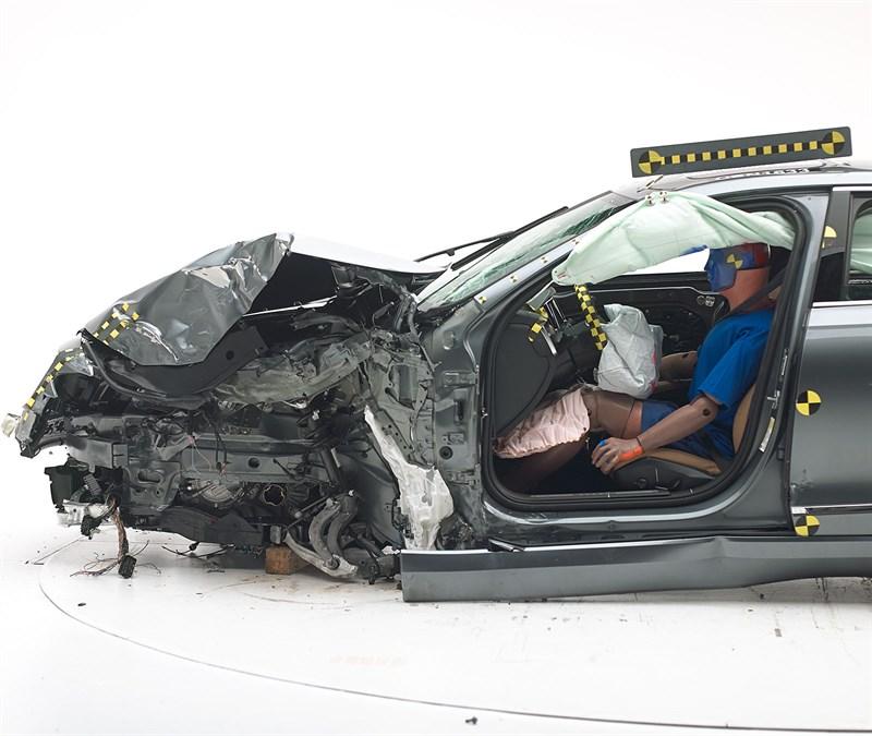View of passenger occupancy area, post crash test