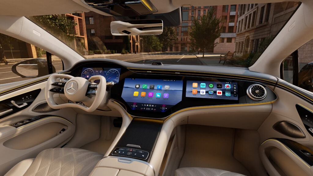 Mercedes-Benz EQS 580 4MATIC
Lack: MANUFAKTUR black sparkling
Innen: Exclusiv Nappa macchiatobeige / spacegrey